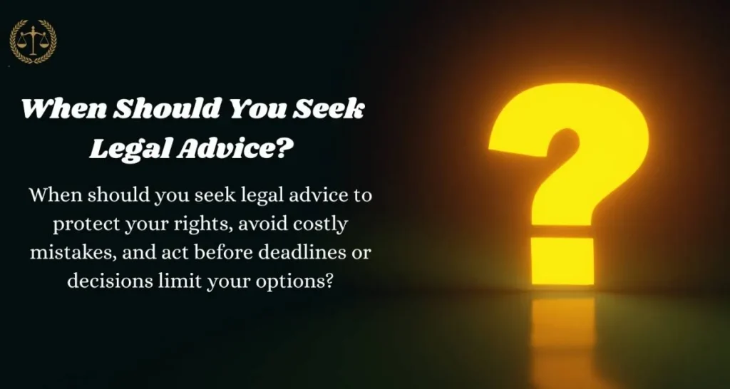 Question mark symbol showing when to seek legal advice